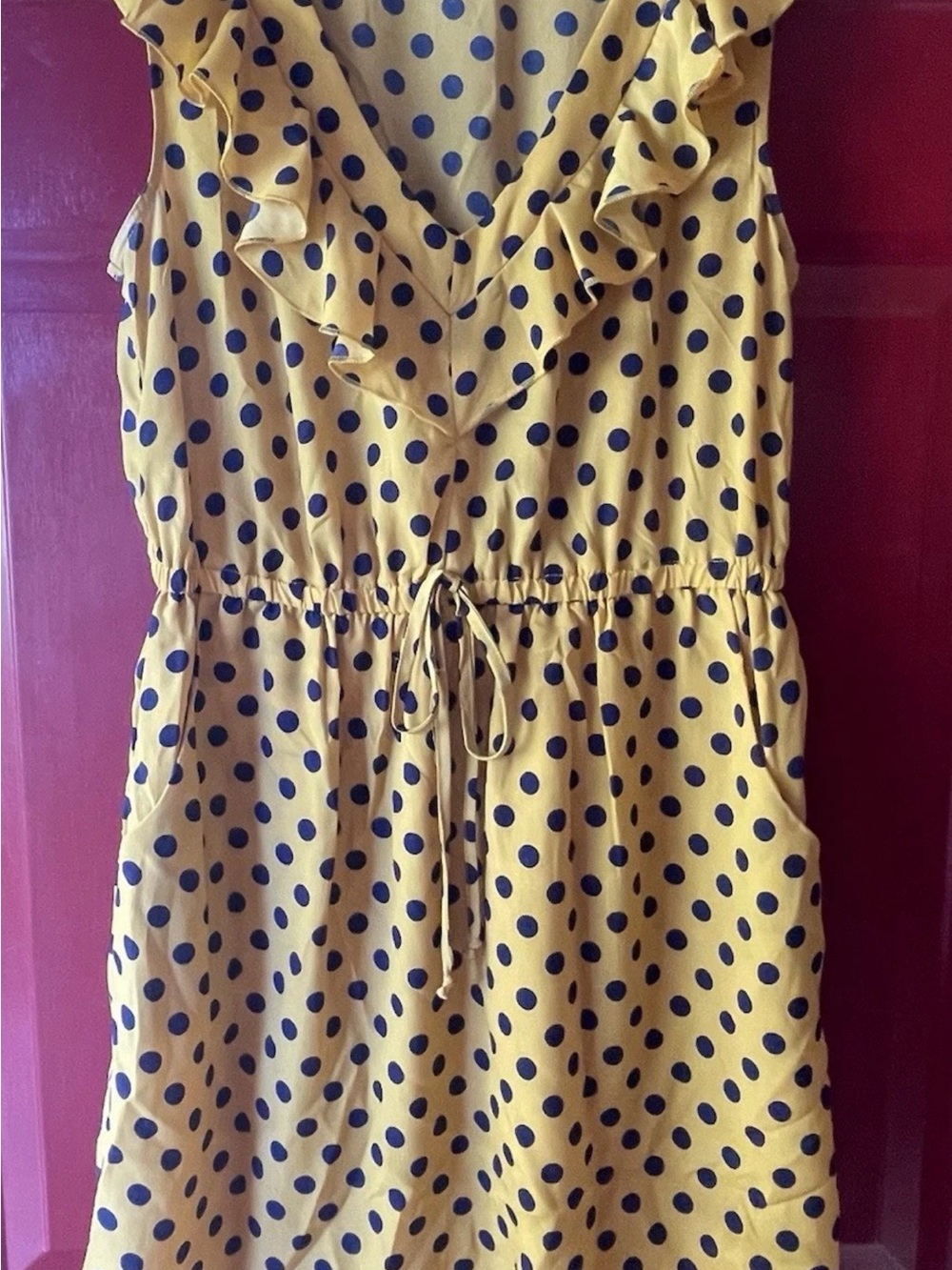 BeBop Yellow Dress with Navy Polka Dots